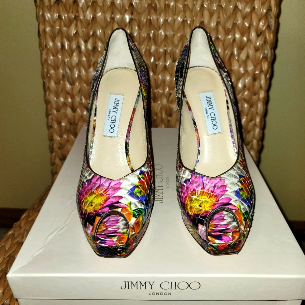Jimmy Choo Floral Print Python - Picture 2 of 9